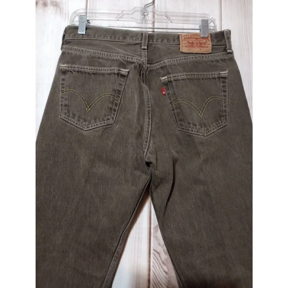 Levi's Jeans Men's 34 34 Charcoal Straight‎ Leg Button Fly